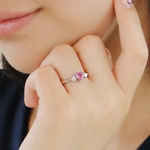 pt900 ピンクサファイヤ ダイヤモンド ハート リング ジュエリー 指輪