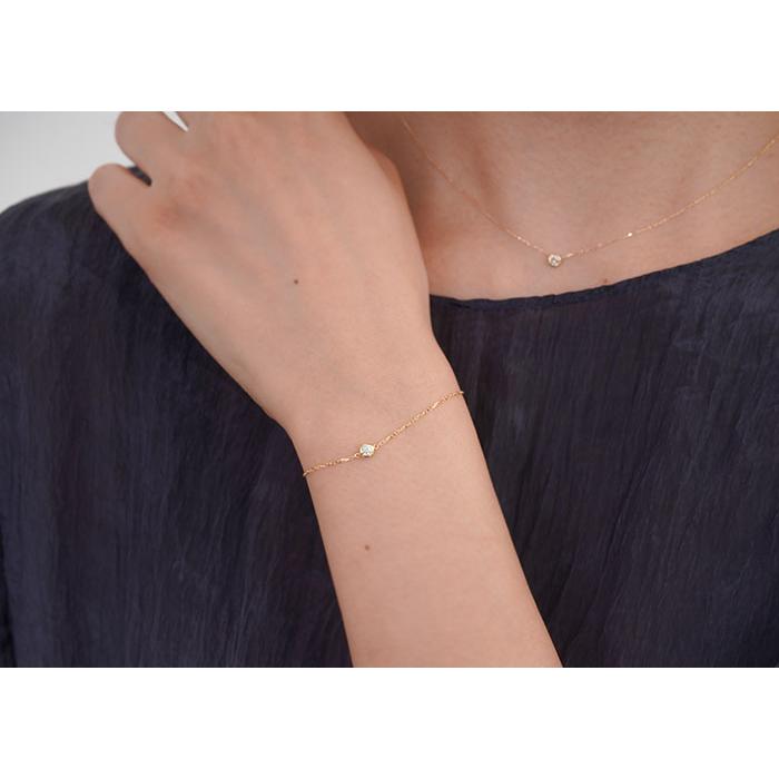 ダイヤモンド ブレスレット 0.1ct K18YG K18 ゴールド 一粒ダイヤ