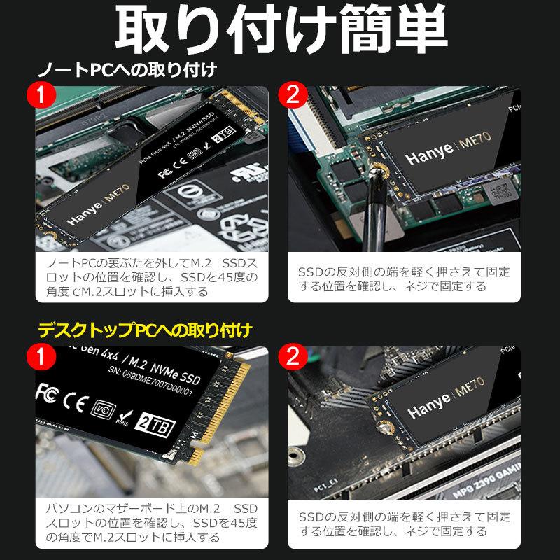 Hanye Hanye 2TB NVMe SSD 3D NAND TLC PCIe Gen 4x4 DRAM搭載 R