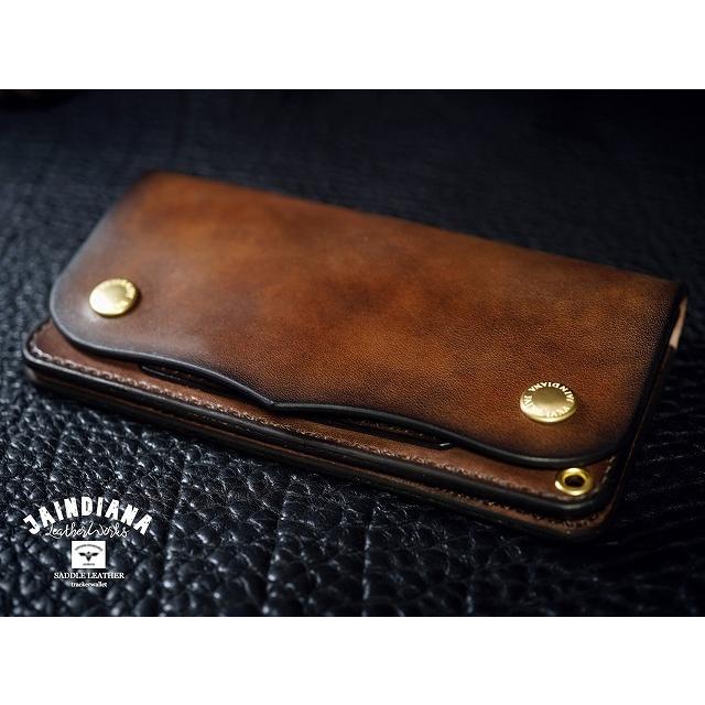 サドルレザー・トラッカーウォレット ビンテージ染めブラウン