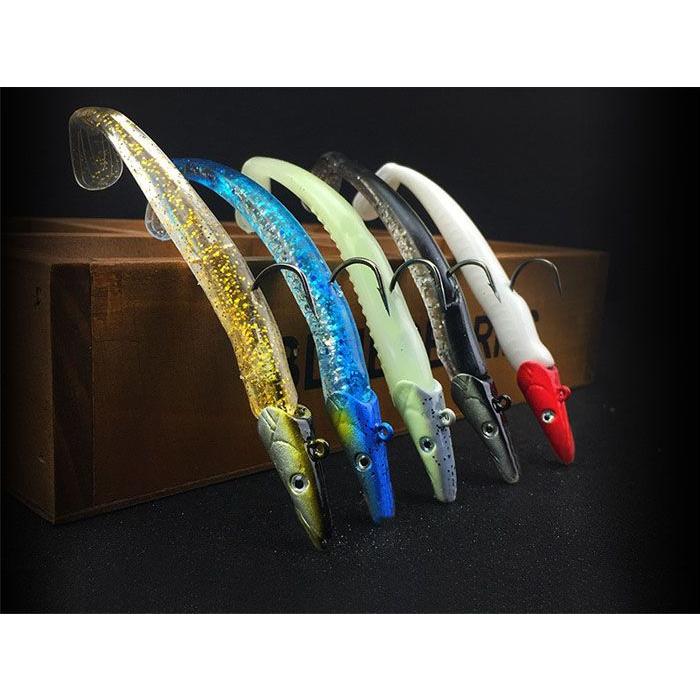 ジグヘッド ワーム 5色セット シャッドテール タチウオ 3D アイ 釣り