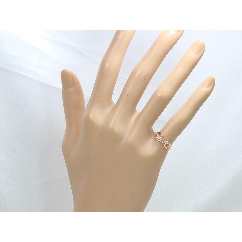 agete(アガット) ピンキー リング リボン ダイヤモンド 0.03ct 5号 10