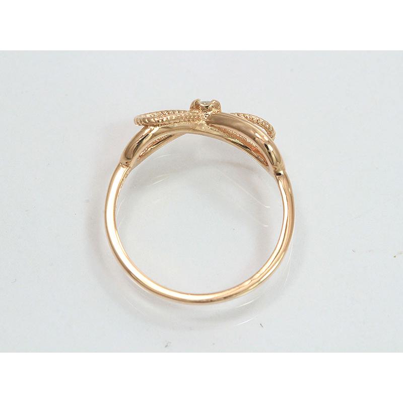agete(アガット) ピンキー リング リボン ダイヤモンド 0.03ct 5号 10