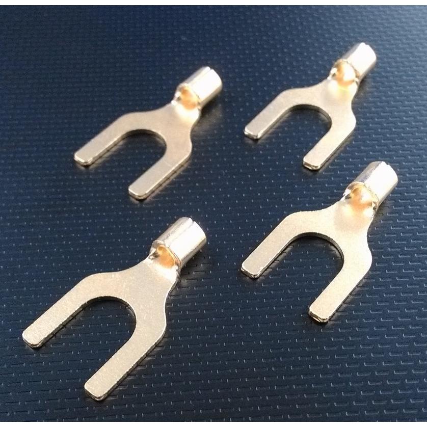 スピーカーケーブル用 金めっき圧着端子（Y型／Yラグ／F型） 4個セット