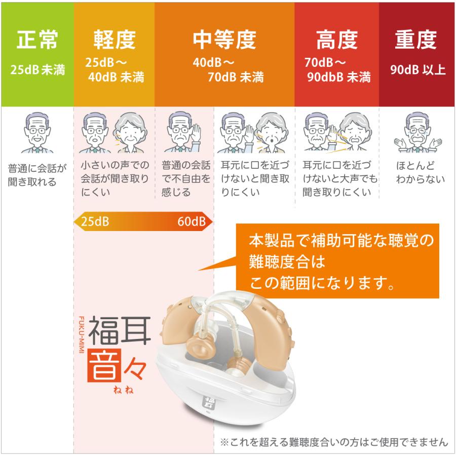 福耳 集音器 耳掛け式（国内正規品）USB充電 耳掛け型 集音器 音々-ね