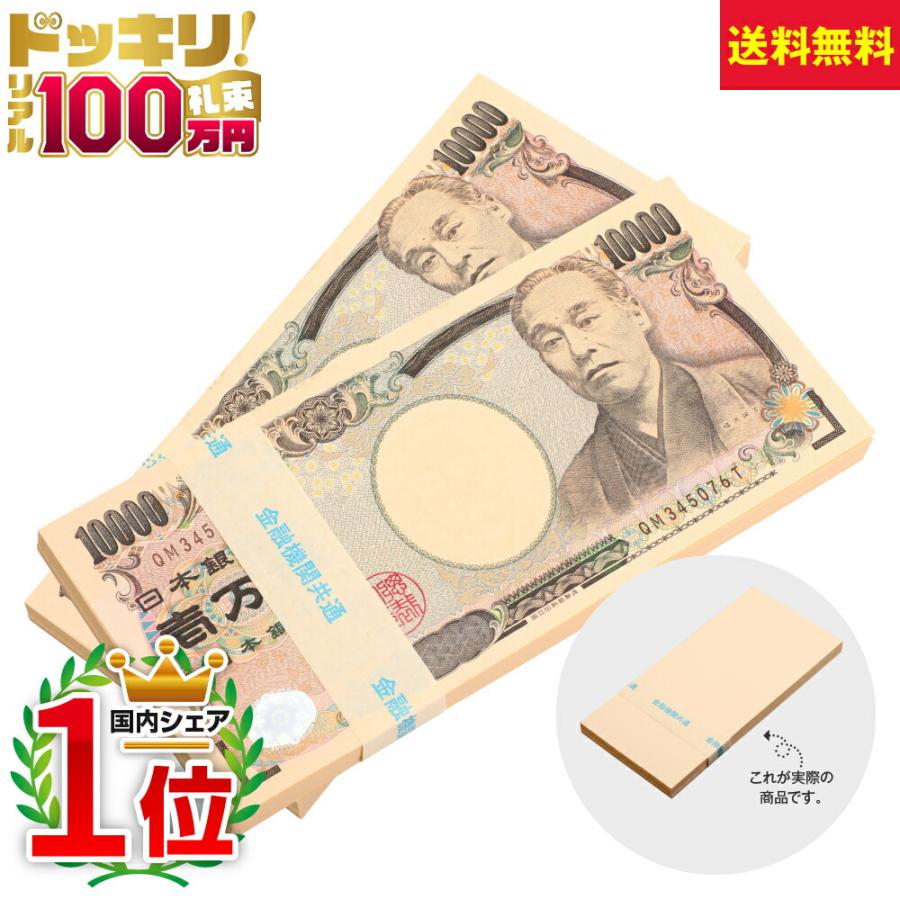 札束 100万円札束 ダミー 2束D 金融機関共通 文字入り帯 : おもしろ