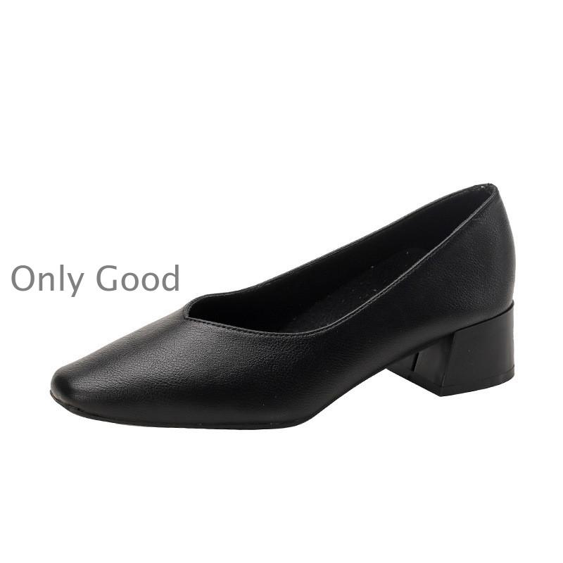 パンプス 痛くない 歩きやすい 走れる 楽 黒 スクエアトゥ ローヒール