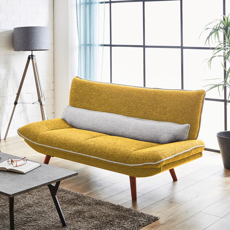 ソファ 布製 アームレス ソファー 2人掛け 2.5P 脚付き ファブリック