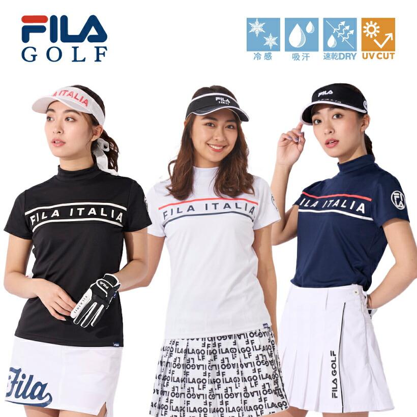 FILA（フィラ） ゴルフウェアレディース フロントロゴ 半袖 モック