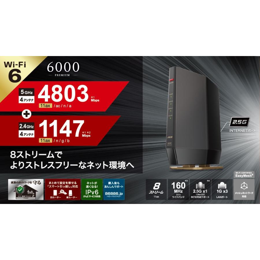 BUFFALO バッファロー 無線ルーター WSR-6000AX8P-CG シャンパン