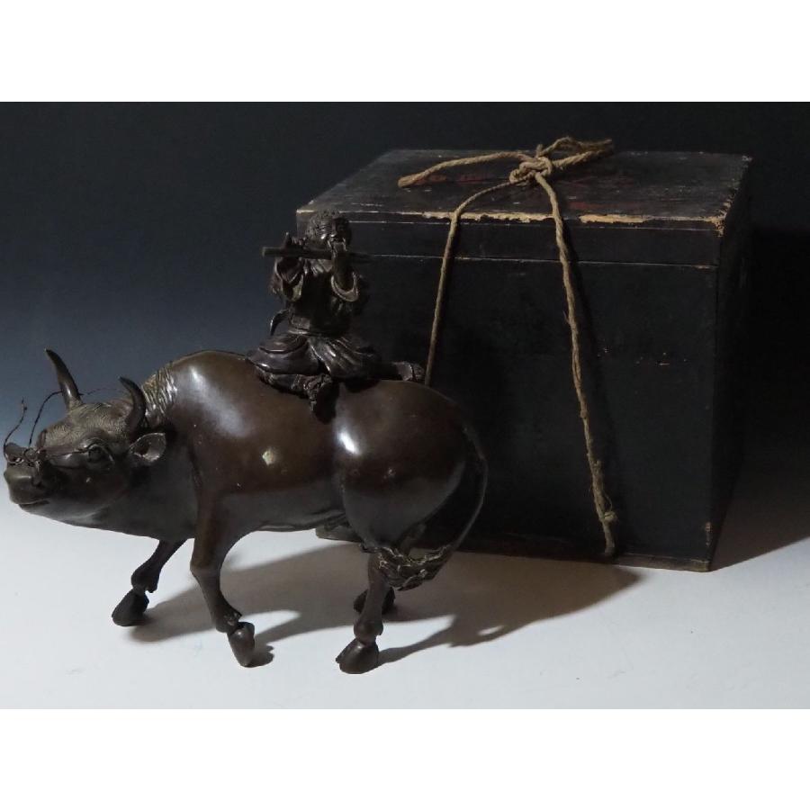骨董品 香炉 ○古銅【笛吹童子騎牛のったり】香爐 中国 唐物 古玩 唐銅