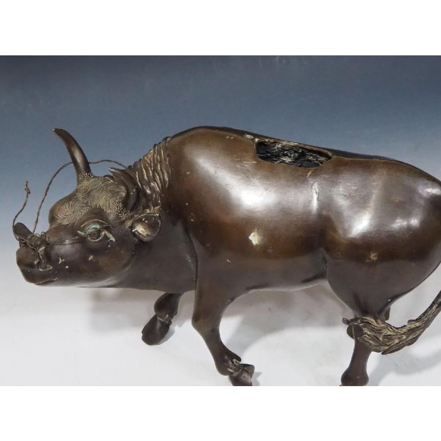 骨董品 香炉 ○古銅【笛吹童子騎牛のったり】香爐 中国 唐物 古玩 唐銅