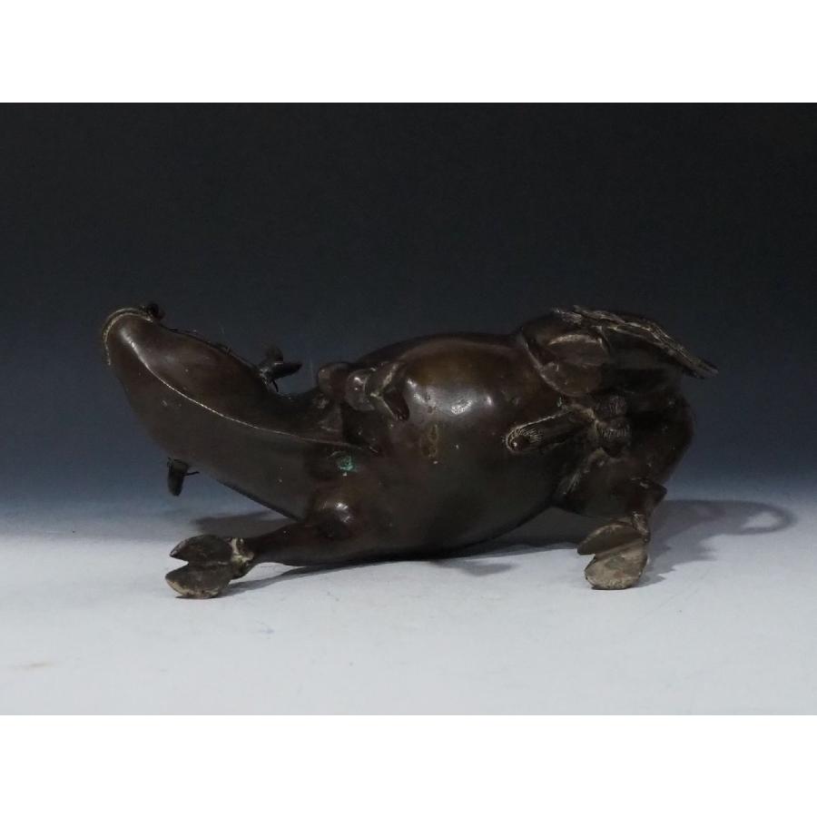 骨董品 香炉 ○古銅【笛吹童子騎牛のったり】香爐 中国 唐物 古玩 唐銅