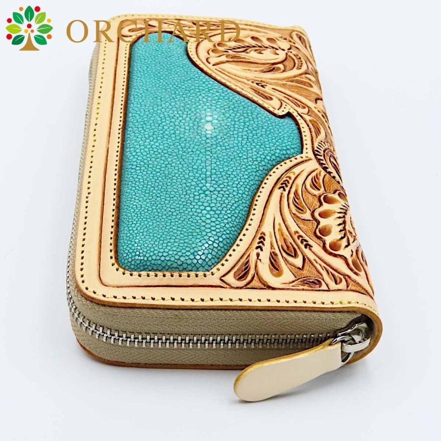 スティングレイ ガルーシャ エイ革 フラワーカービング 牛革