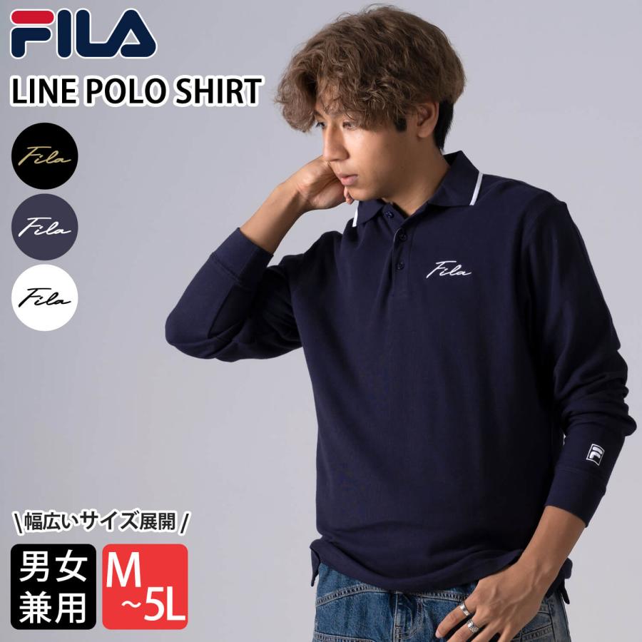 FILA（フィラ） 特価 ポロシャツ メンズ 長袖 鹿の子 綿100% 衿ライン