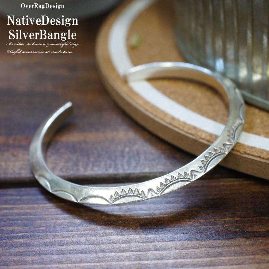 メンズ バングル ブレスレット ネイティブデザインシルバー925バングル