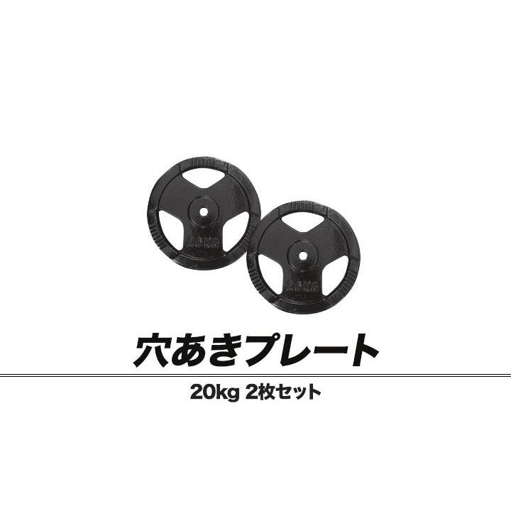 1年保証 バーベル 用 プレート 穴あき 20kg 2個セット 追加 ダンベル