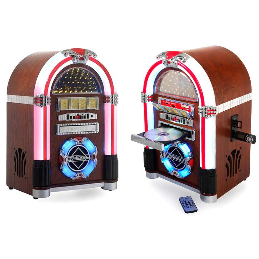 ネオン管スタイルミニジュークボックス CDプレイヤー＆ワイドFMラジオ