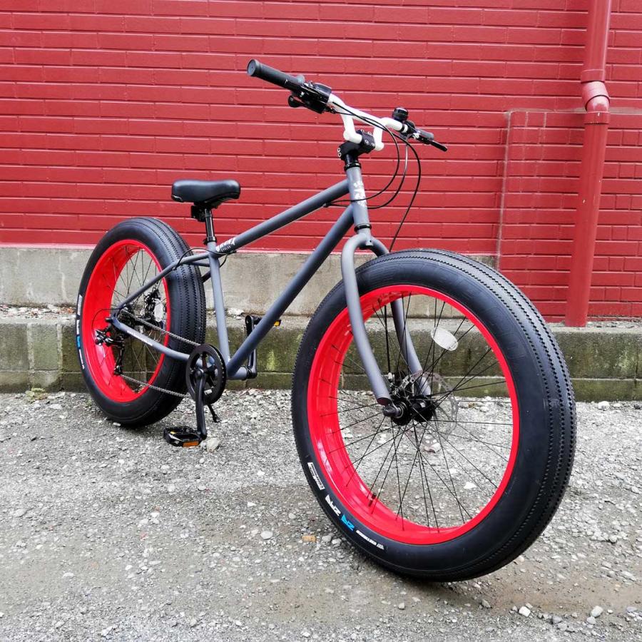 自転車 BRONX 26BRONX-DD マットグレー×レッドリム 7段変速 ブロンクス