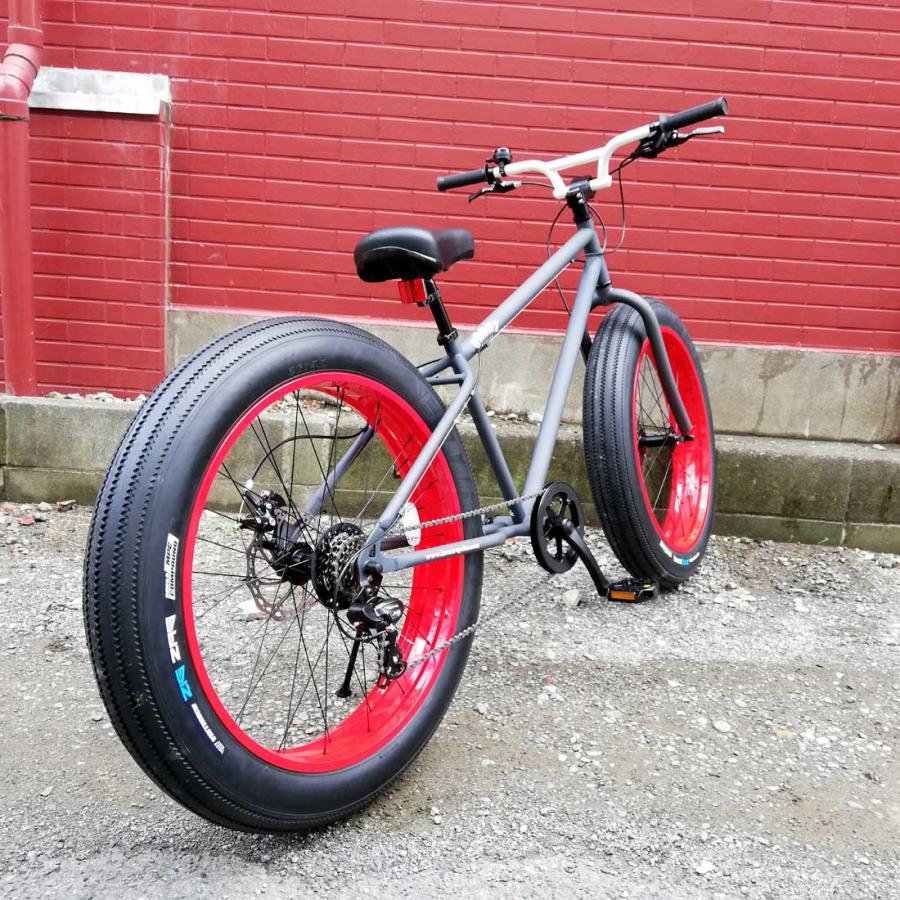 自転車 BRONX 26BRONX-DD マットグレー×レッドリム 7段変速 ブロンクス