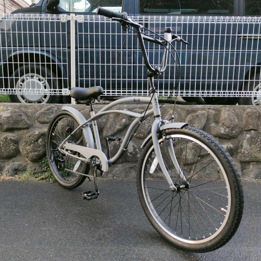 自転車 24KB-6SPEED マットグレー レインボー ビーチクルーザー 24