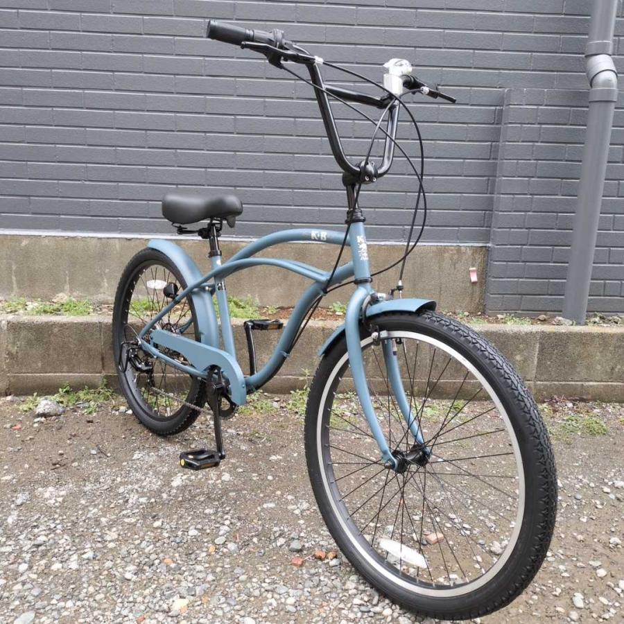 自転車 24KB-6SPEED バトルシップグレー レインボー ビーチクルーザー