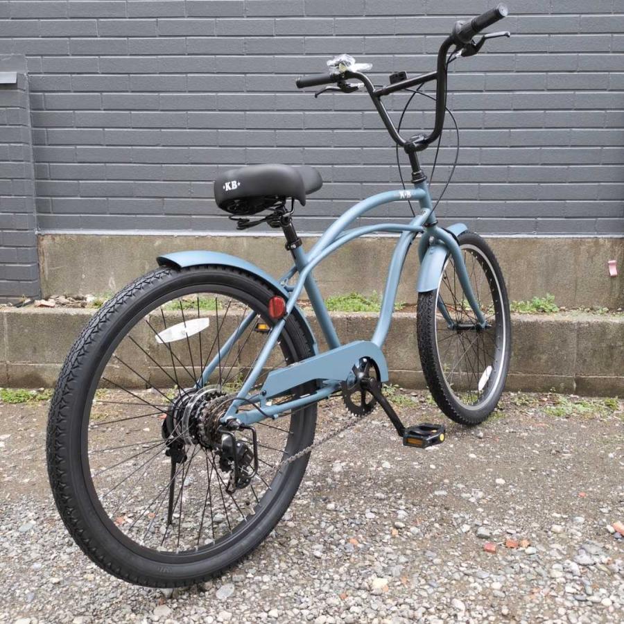 自転車 24KB-6SPEED バトルシップグレー レインボー ビーチクルーザー