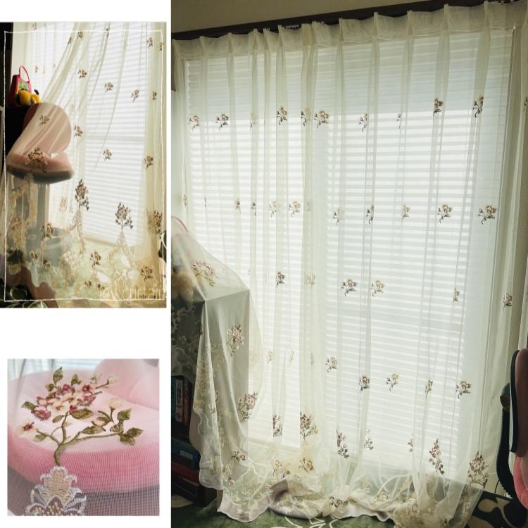 レースカーテン ミラー UVカット 刺繍 花粉 遮光 おしゃれ ヨーロッパ