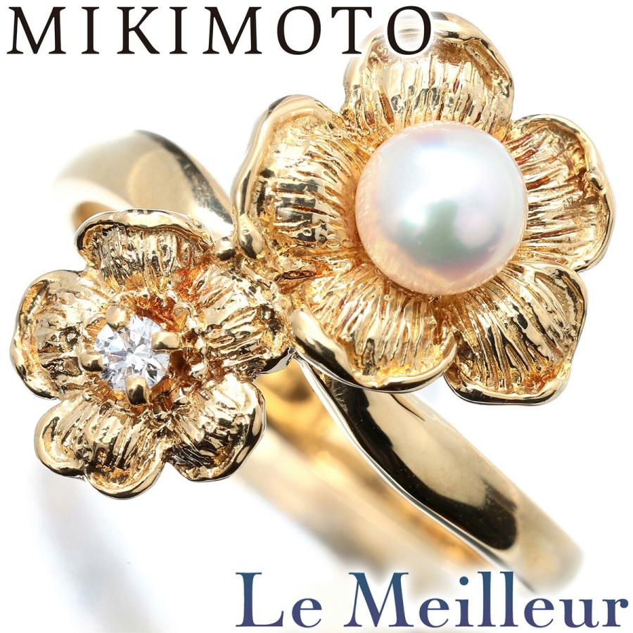 MIKIMOTO（ミキモト） 花 リング 指輪 アコヤ真珠 4.4mm ダイヤモンド