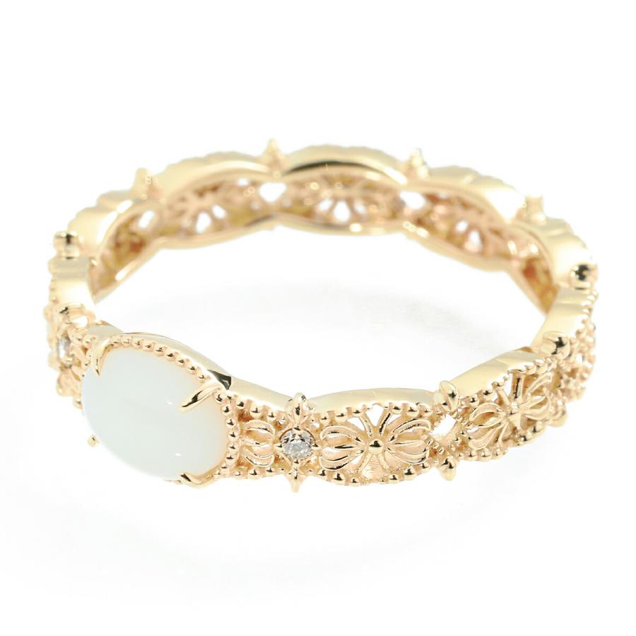 agete（アガット） 透かしリング 指輪 サンゴ ダイヤモンド K10 11号