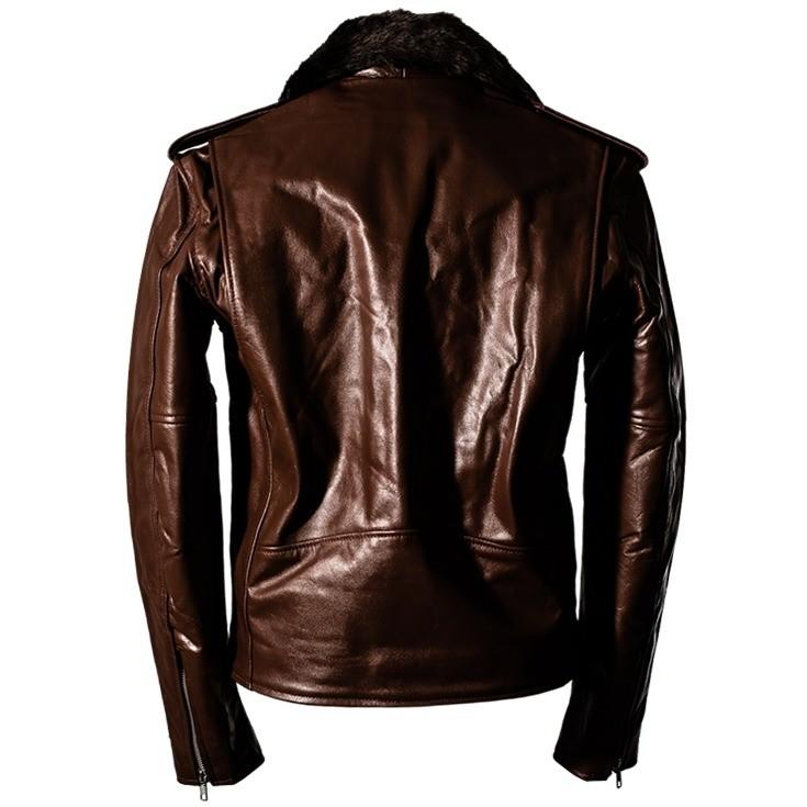 Horn Works 本革 襟ボアダブルライダースジャケット メンズ ホーン