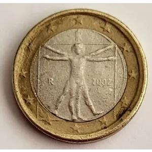 1 ユーロ硬貨 2002 イタリア レオナルド、ミスミント、レア : WORLDRE