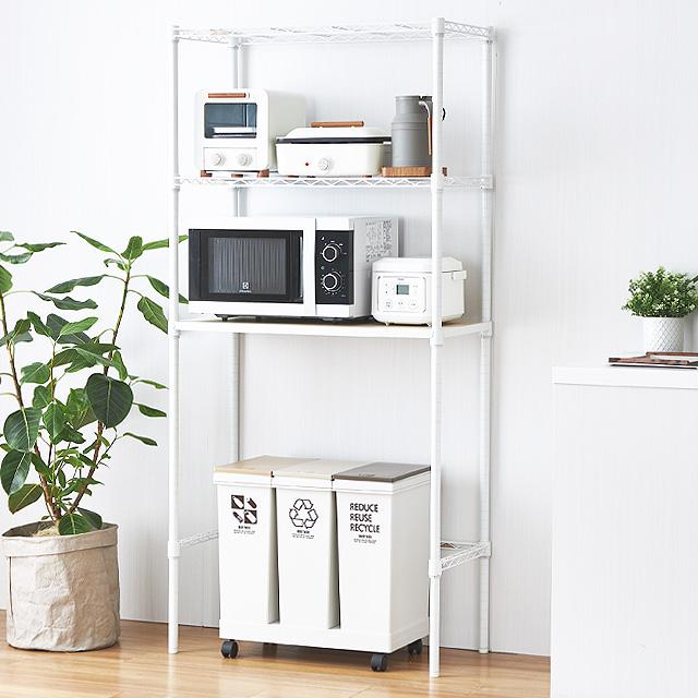 Luminous キッチンラック 幅80cm 3段 ルミナスラテ ホワイト 白