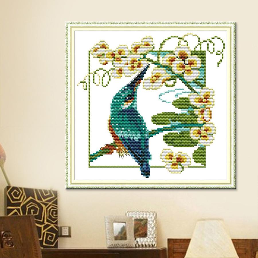 クロスステッチ 刺繍キット 花鳥 動物図案 壁に貼るフレーム 初心者