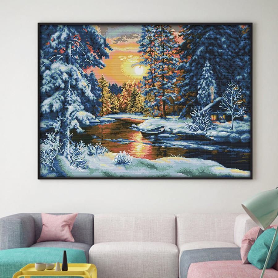 クロスステッチ 刺繍キット 冬雪景色 自然図案 初心者 簡単 刺繍 送料