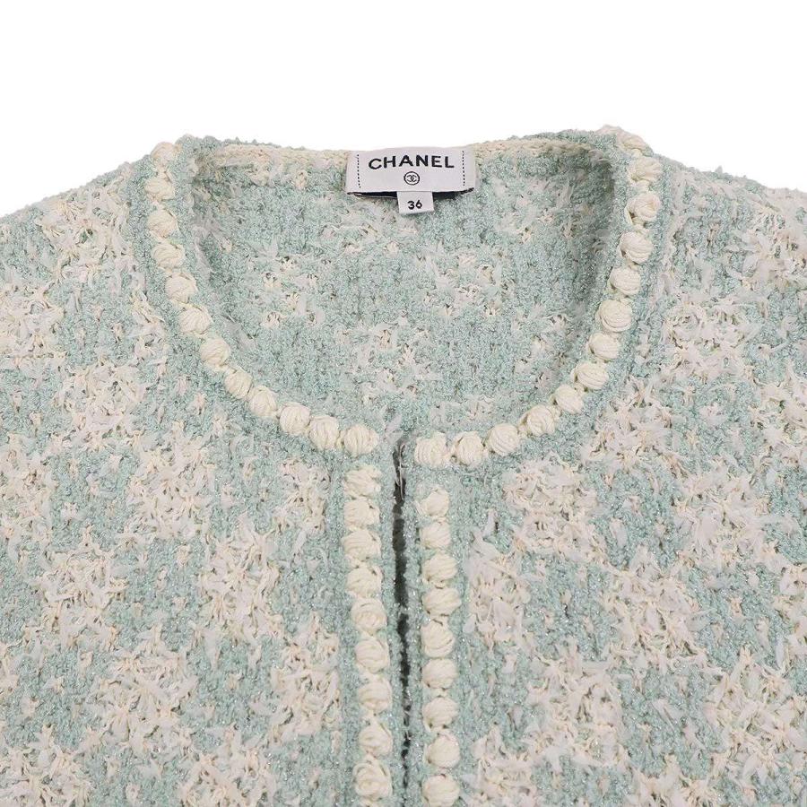 バレンシアガ スーツセットアップ ノーカラー ツイード ロゴボタン