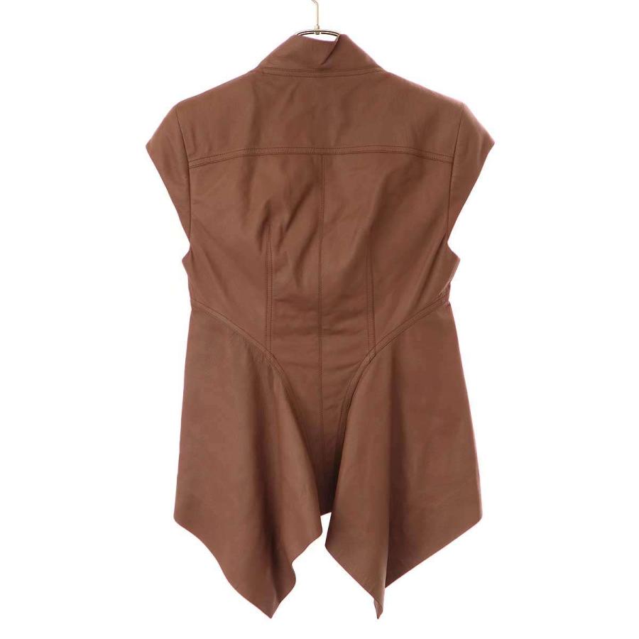 Rick Owens レザー半袖ジャケット ベスト Rick Owens レザー Vネック