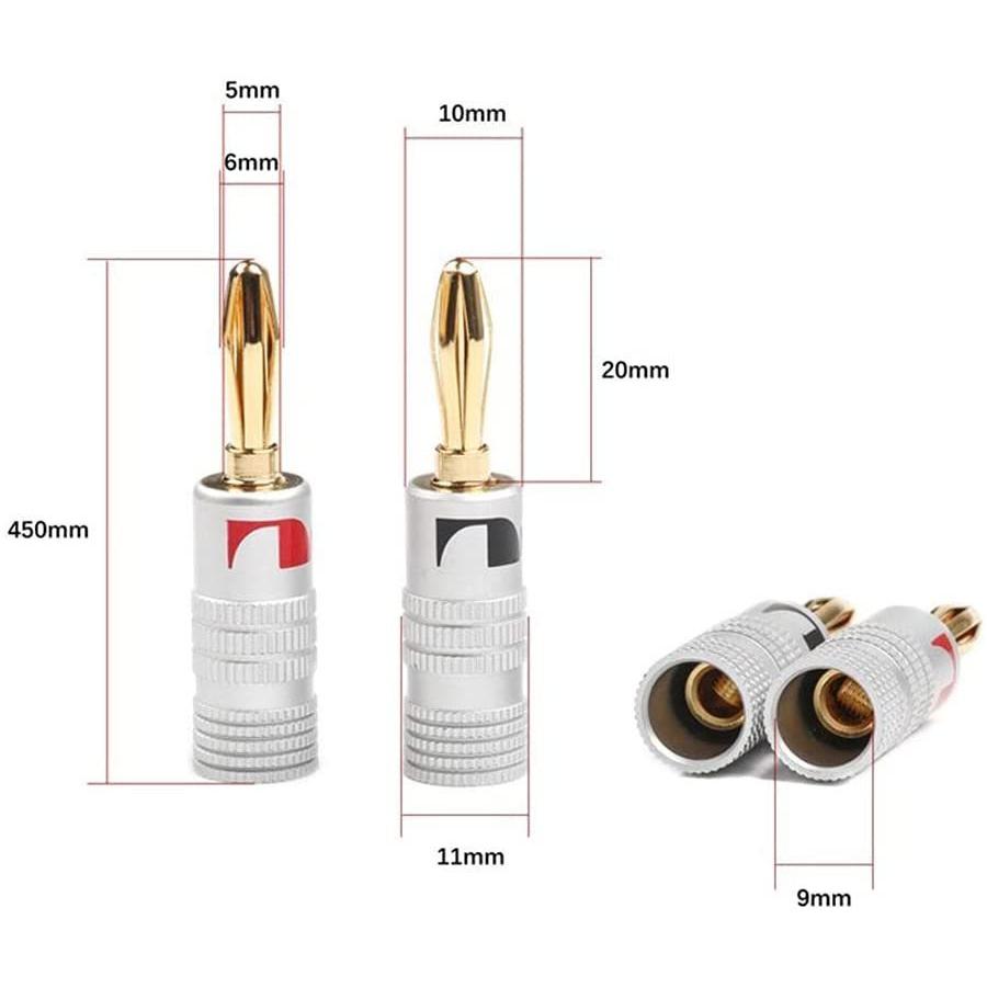Nakamichi ナカミチ バナナプラグ 24K 金メッキ アルミメタルシェル