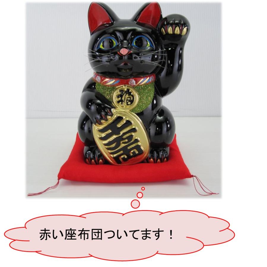 13号開運手長招き猫 黒 右手 左手（座布団付） : 人形のモリシゲ