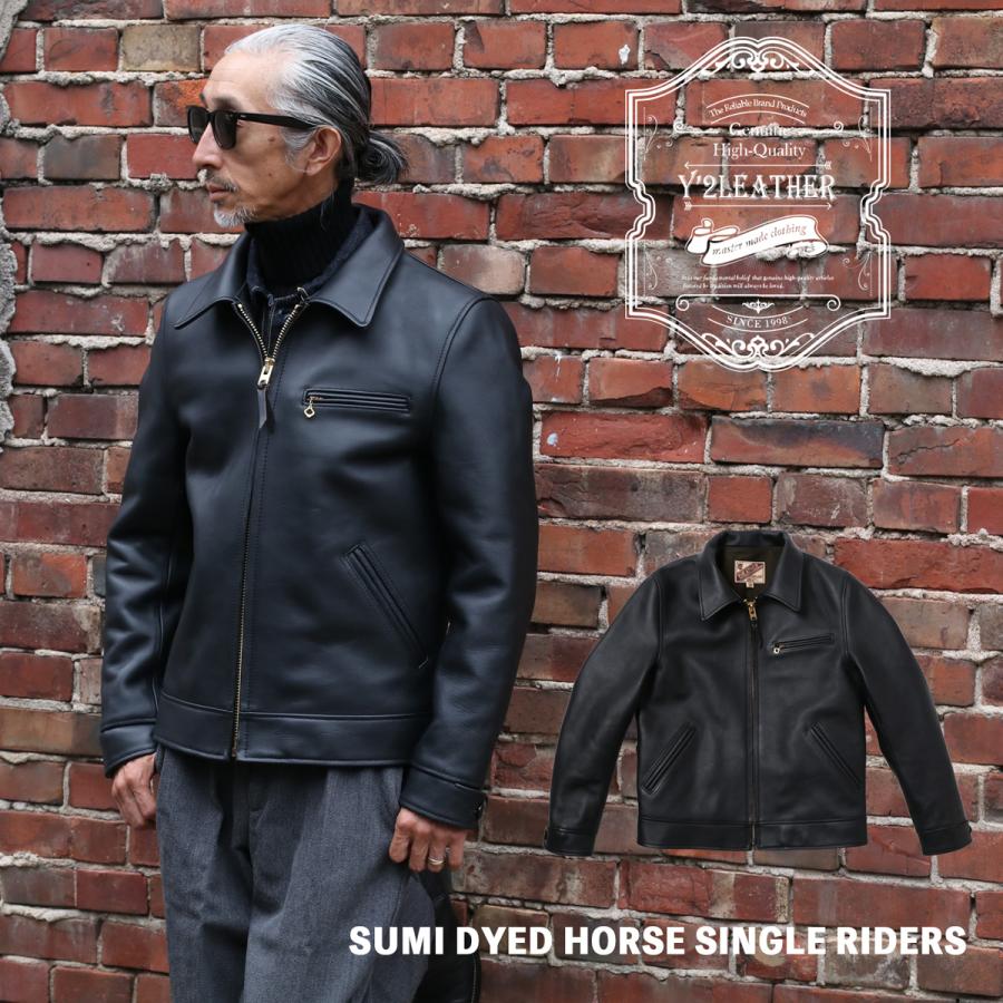 Y'2 LEATHER ワイツーレザー SUMI DYED HORSE SINGLE RIDERS スミ