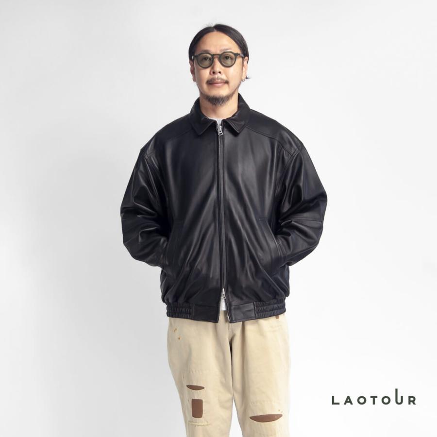 セール価格】LAOTOUR 本革 ラムレザー フライトジャケット ブルゾン 革