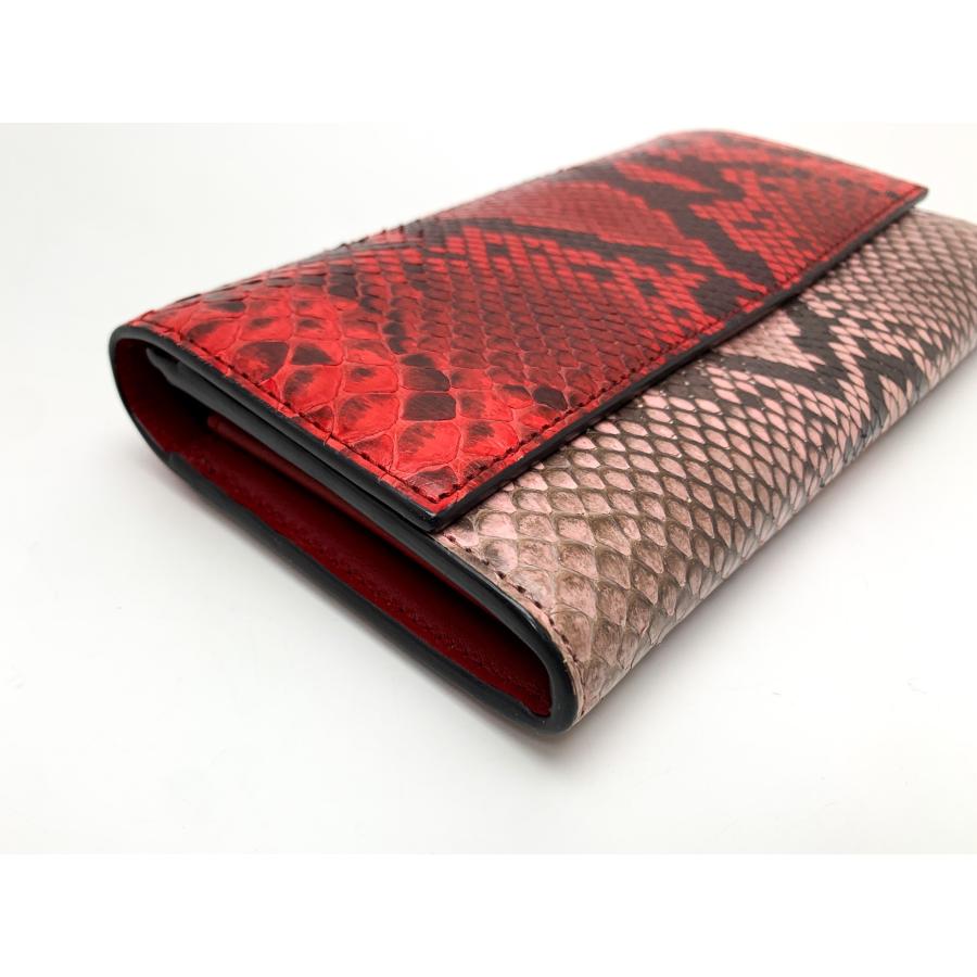 GUCCI グッチ 410100 赤 レッド ピンク パイソン 蛇革 長財布 フラップ