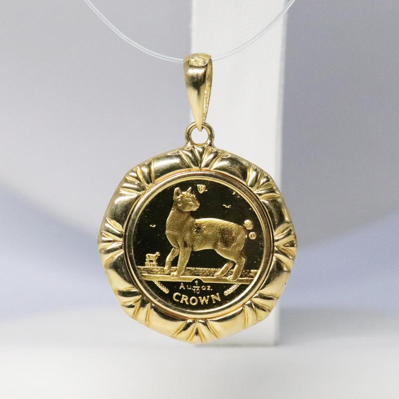 K24/K18 1994年 マン島 キャット ガラス入コイン エリザベスII世 金貨