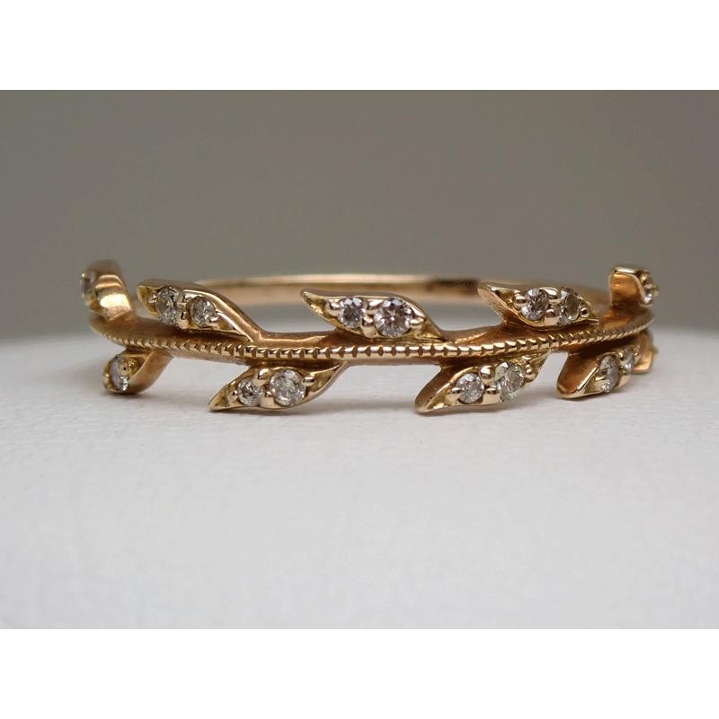 agete アガット 月桂樹 ローレルリーフ ダイヤモンド リング