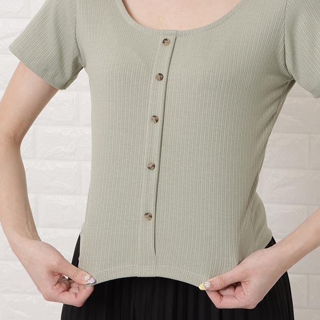 Lace Ladies（レースレディース） スクエアネック 半袖 クロップド T