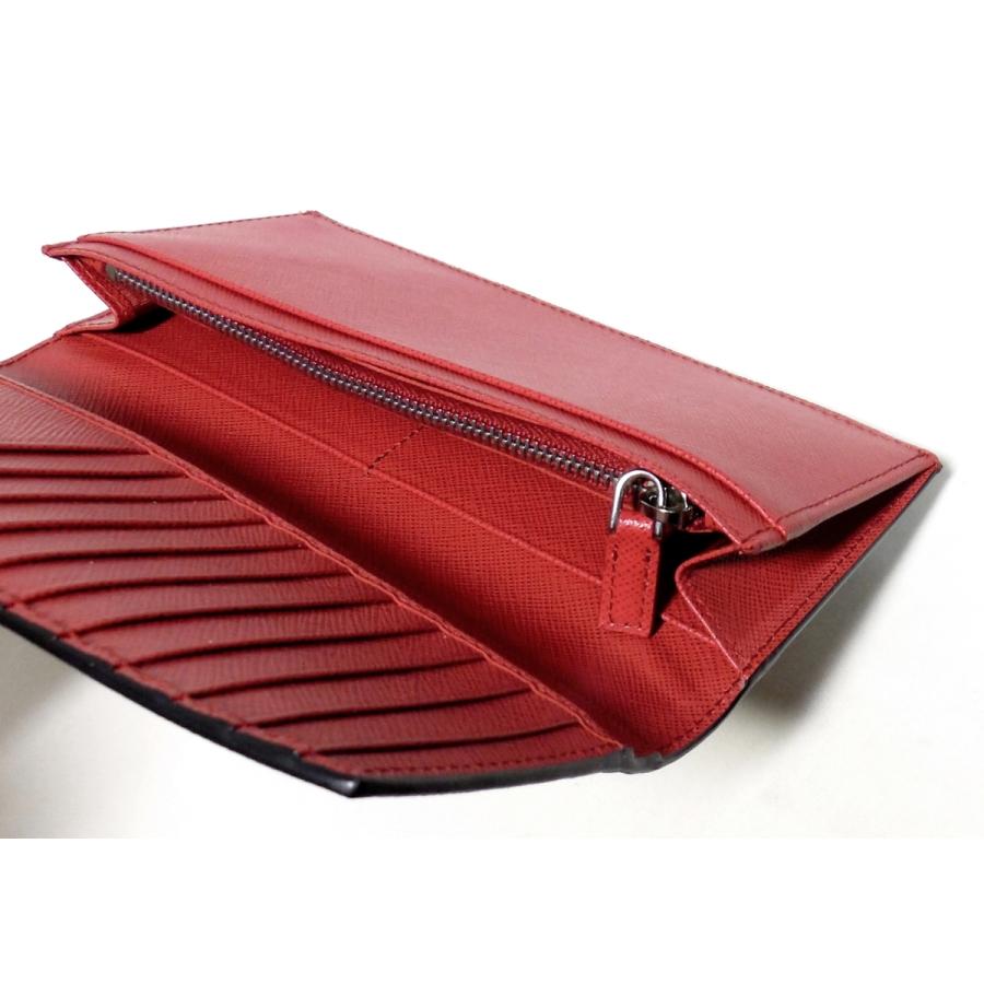 PRADA（プラダ） メンズ長財布 ブラック＋レッド サフィアーノ バイ