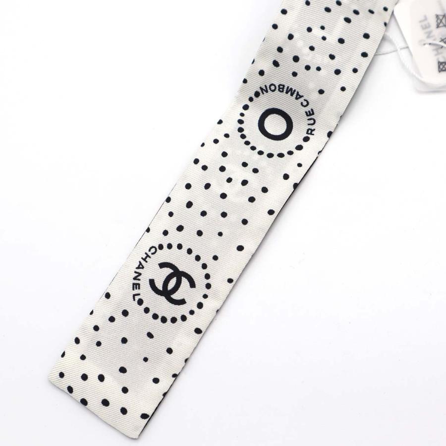 質屋 未使用 CHANEL シャネル ツイリー スカーフ 水玉 シルク100
