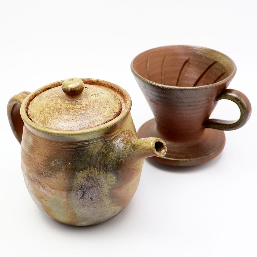 備前焼 コーヒーポット ドリッパーセット bizenyaki_chaki_240914-1