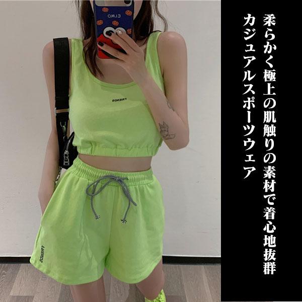 即納 タンクトップ ショートパンツ 上下セット セットアップ