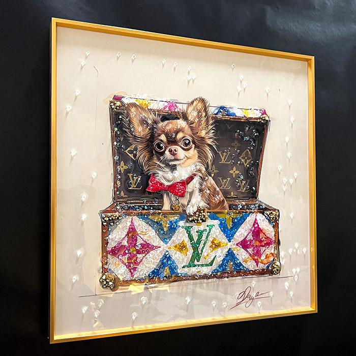 送料無料 クリスタルアートパネル オマージュアートパネル チワワ 犬